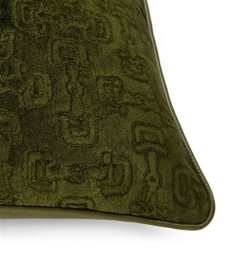 gucci horsebit pillow|Horsebit velvet jacquard cushion in dark green .